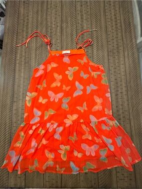 FANTASTIC FAWN Butterfly Print Adjustable Spaghetti Strap Dress Flowy